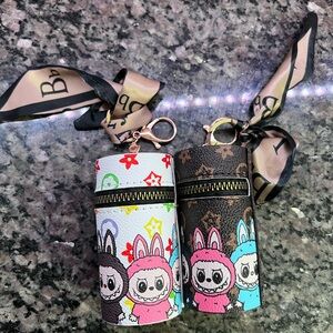 Colorful Bunny Print Kids Keychain Holder lafufu set
